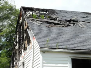 roof with fire damage