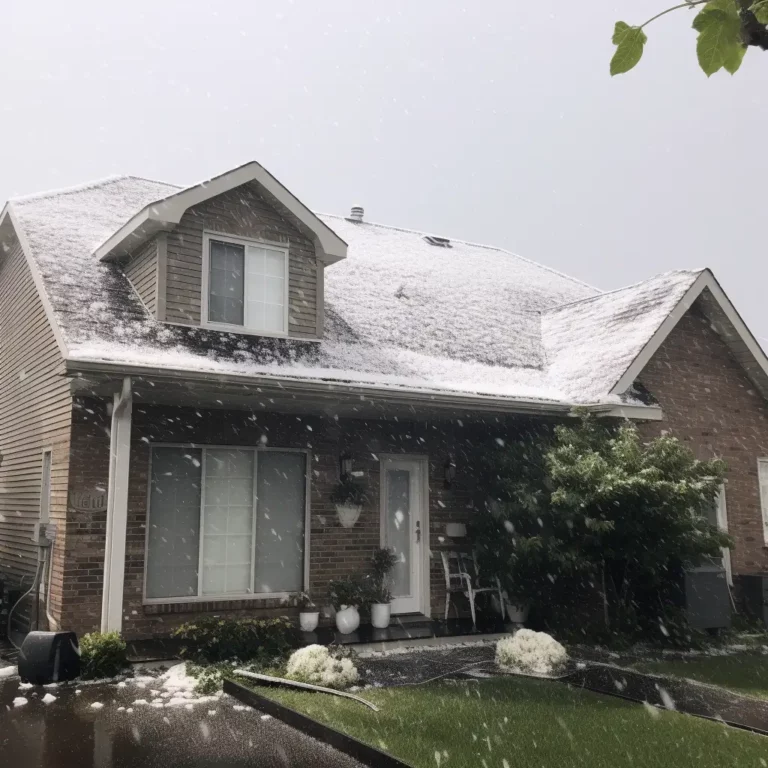 Hail falling on roof, concept of hail damage roof repair in Columbia